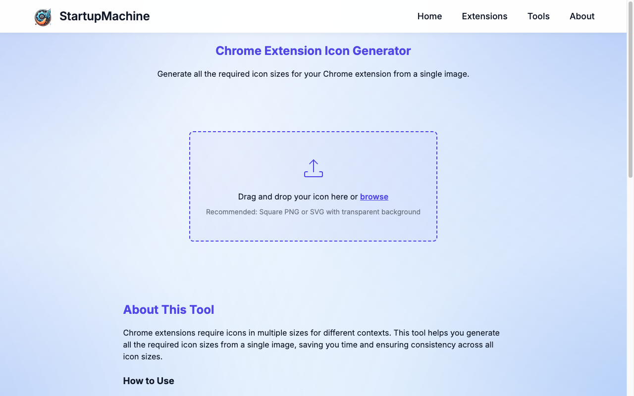 Chrome Extension Icon Generator tool interface