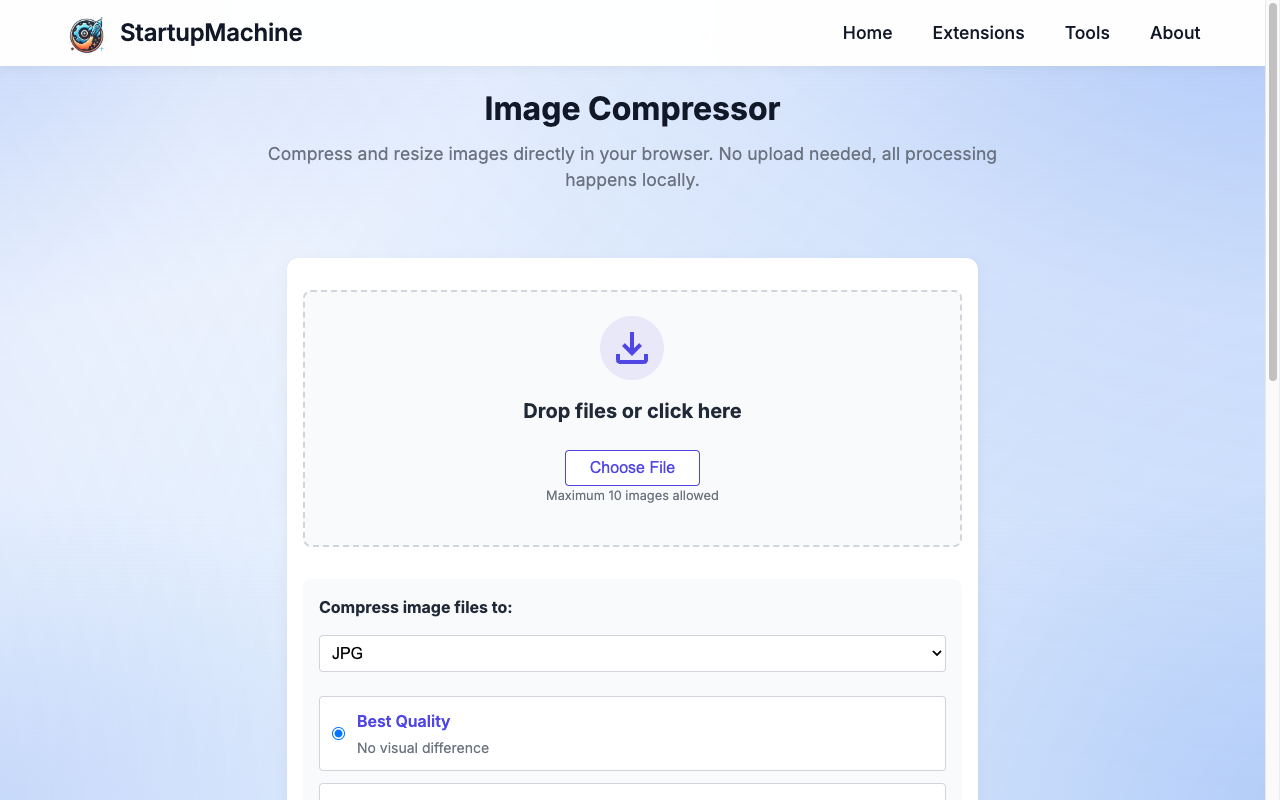 Image Compression Tool Interface