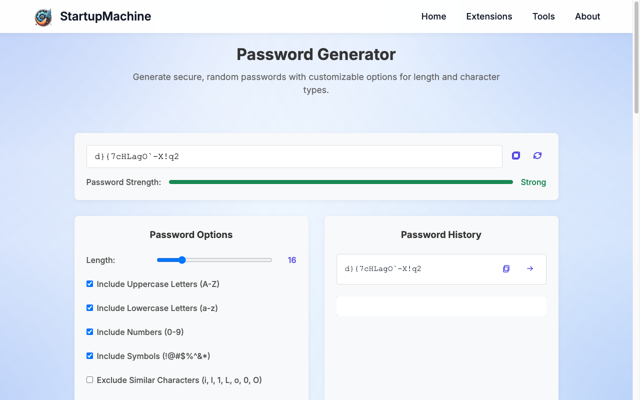 Password Generator tool interface